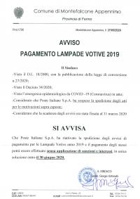 AVVISO PAGAMENTO LAMPADE VOTIVE 2019